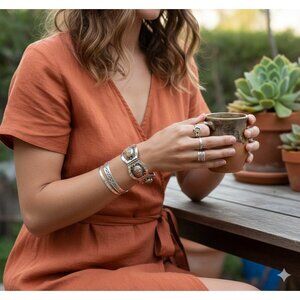 Vintage Mexico 925 Sterling Silver Faux Fire Opal Link Bracelet 7.5" 27g